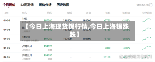 【今日上海现货锡行情,今日上海锡涨跌】-第2张图片