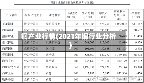 铜产业行情(2021年铜行业分析)