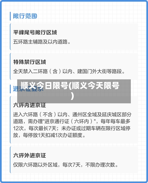 顺义今日限号(顺义今天限号)