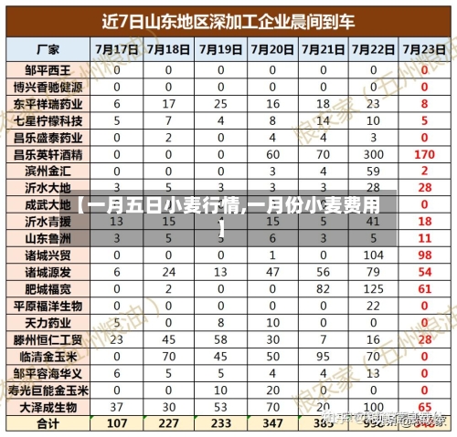 【一月五日小麦行情,一月份小麦费用】