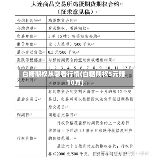 白糖期权从哪看行情(白糖期权5元赚10万)