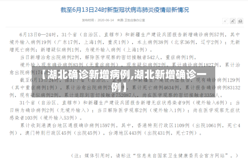 【湖北确诊新增病例,湖北新增确诊一例】