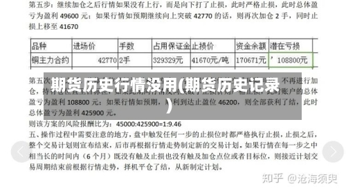 期货历史行情没用(期货历史记录)