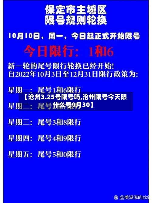 【沧州3.25号限号吗,沧州限号今天限什么号9月30】