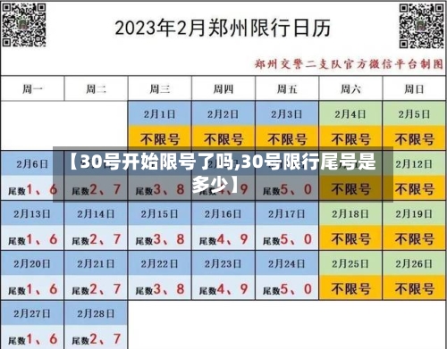【30号开始限号了吗,30号限行尾号是多少】