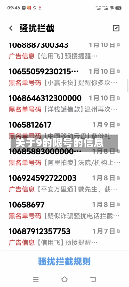 关于9的限号的信息