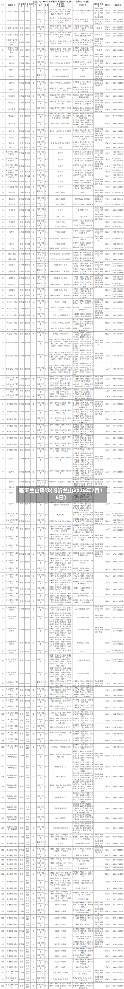 临沂兰山确诊(临沂兰山2026年7月16日)